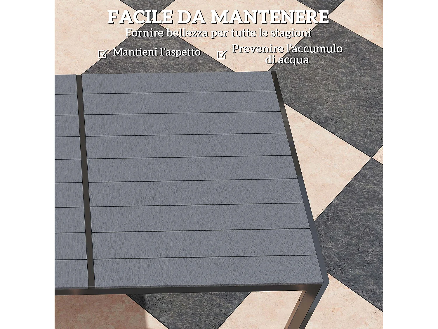 Set da giardino 7pz tavolo e 6 sedie impilabili grigio