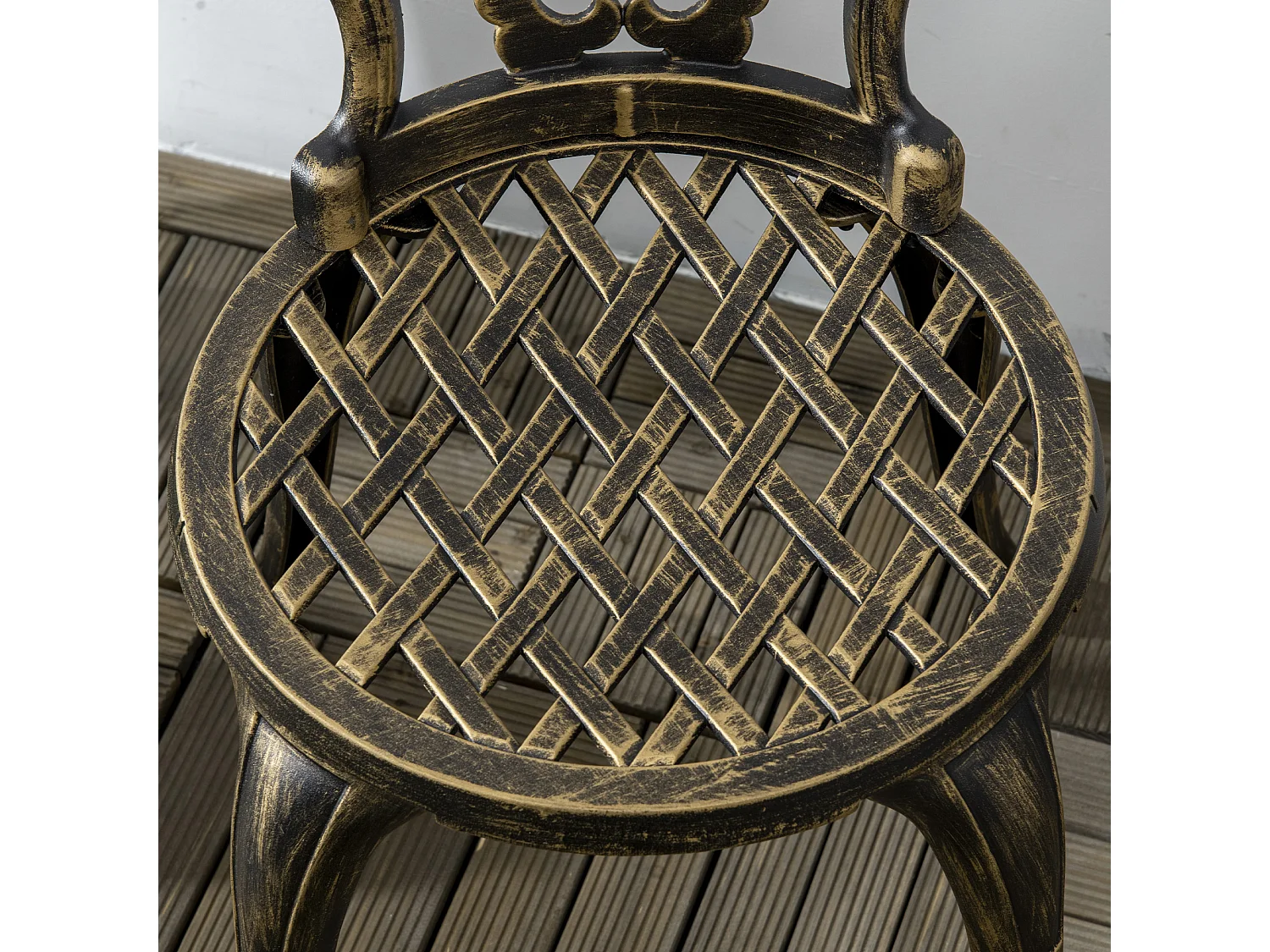 Set da esterno 3pz con 2 sedie da giardino e tavolino rotondo bronzo