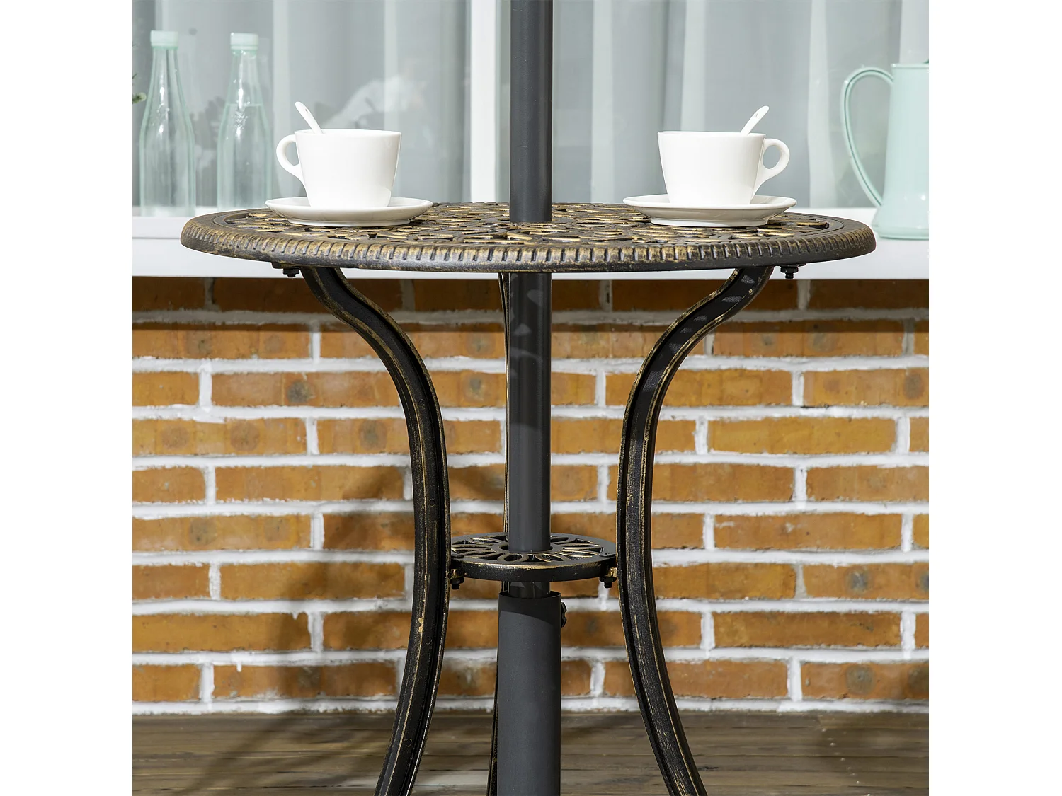 Set da esterno 3pz con 2 sedie da giardino e tavolino rotondo bronzo