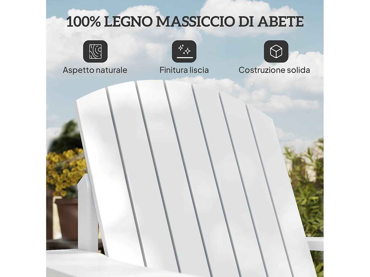 Sedia da Giardino Adirondack in Legno con Porta Bicchieri Impermeabile Anti Muffa