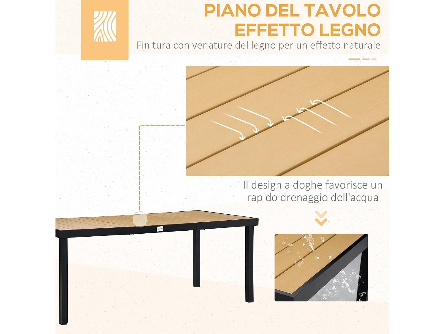 Set 7pz tavolo con sedie da giardino pieghevoli nero