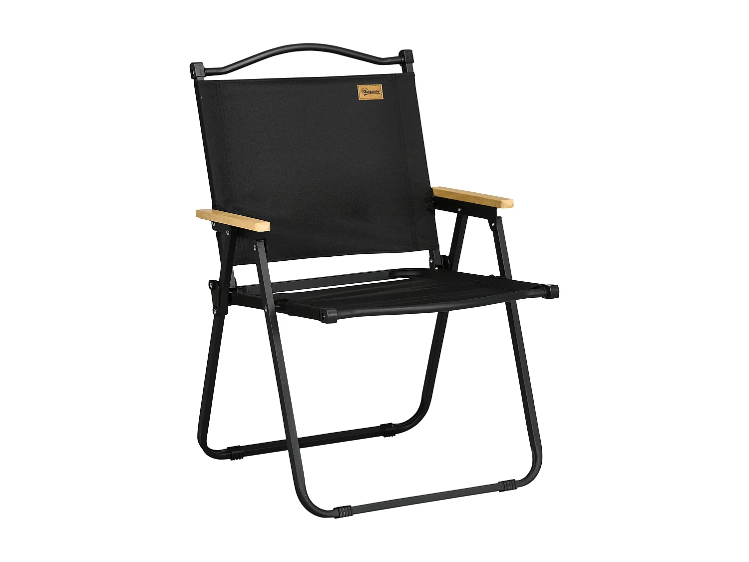 Sedia da giardino pieghevole con braccioli nero