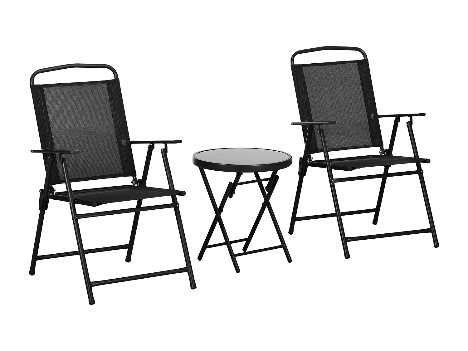 Set da giardino 3 pz con 2 sedie e tavolino da caffè nero