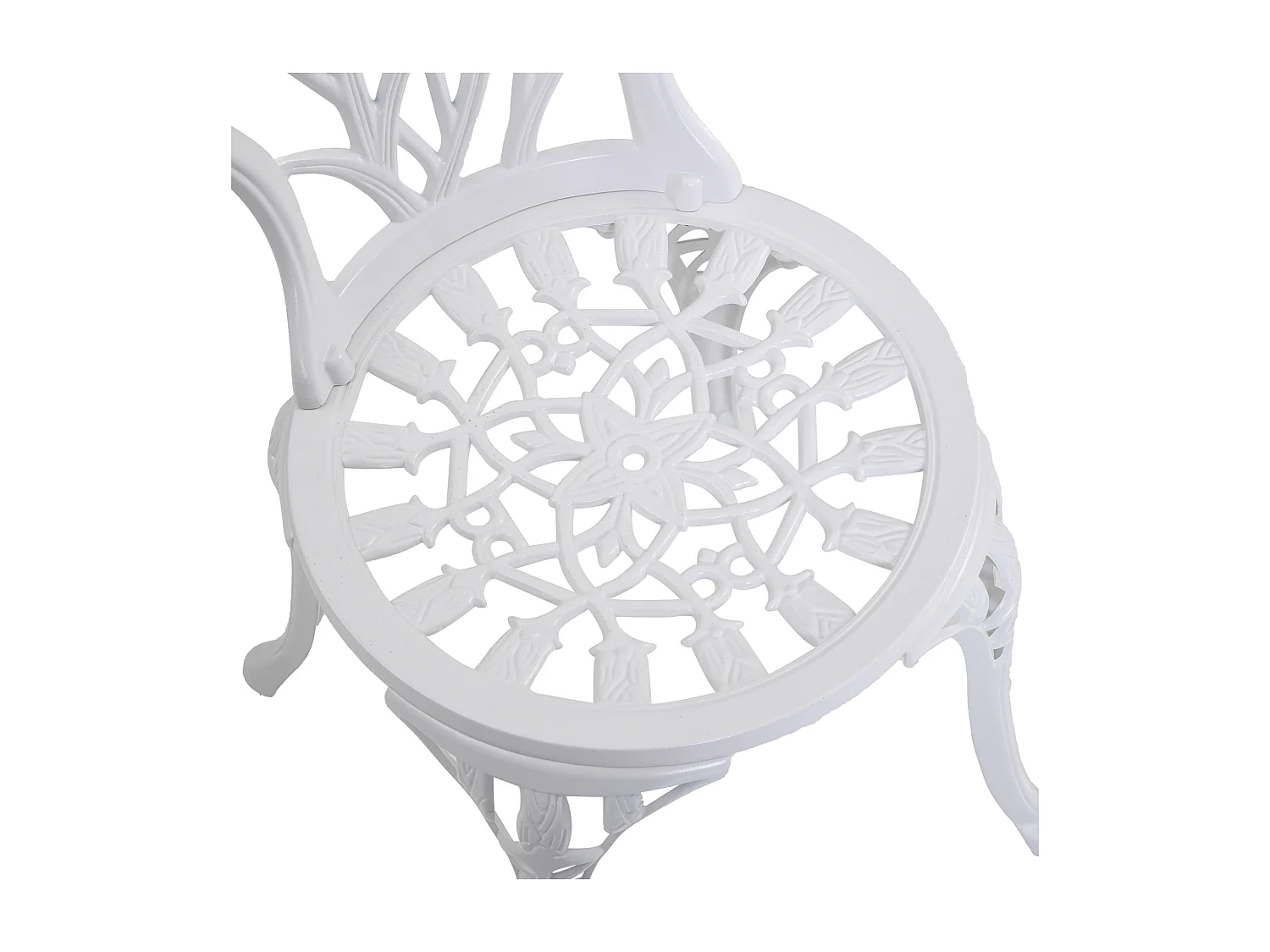 Set da giardino 3pz con 2 sedie e tavolino rotondo in alluminio bianco