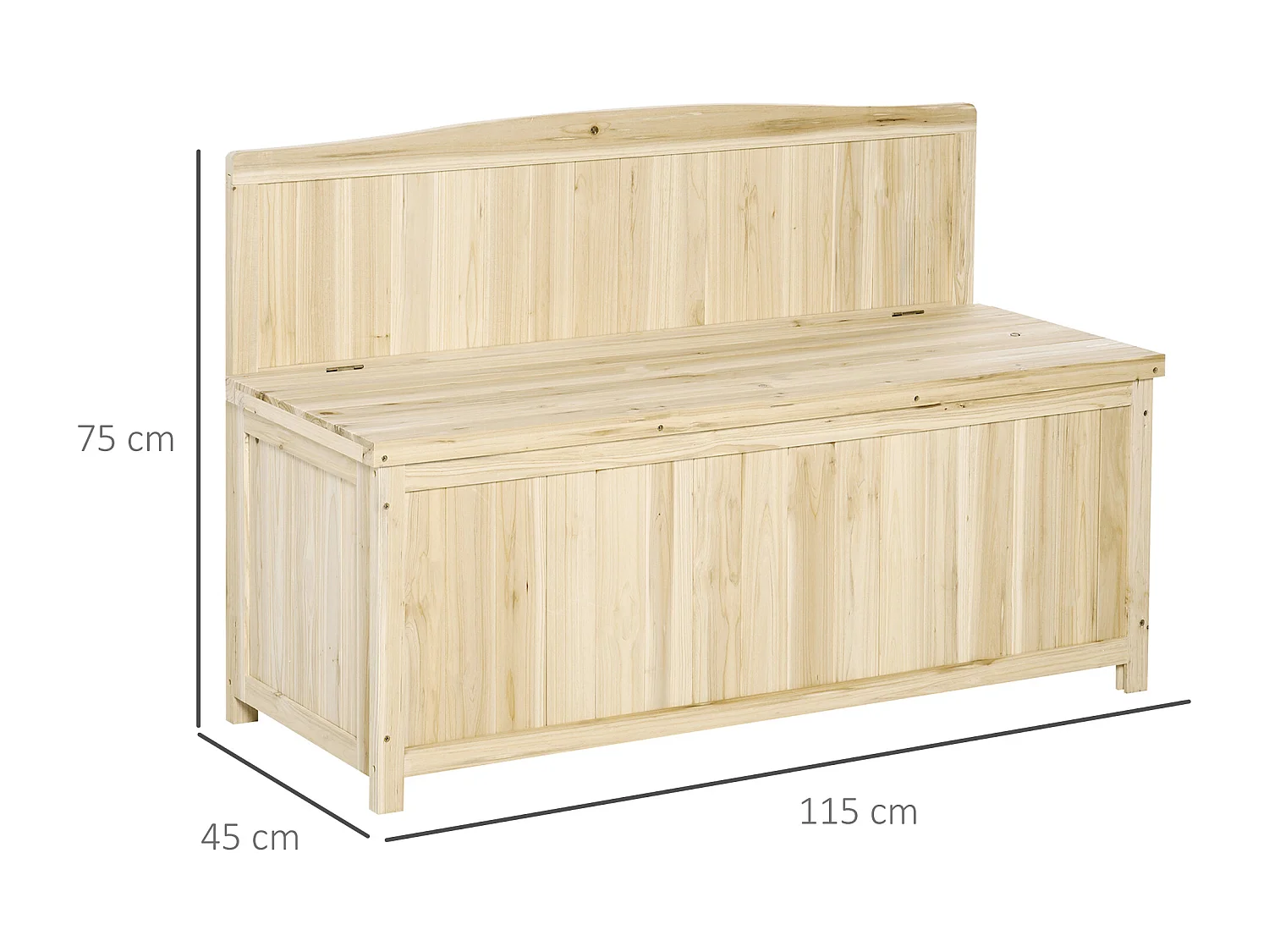 Panca Contenitore da Esterno con Schienale in Legno di Abete per Giardino Terrazza