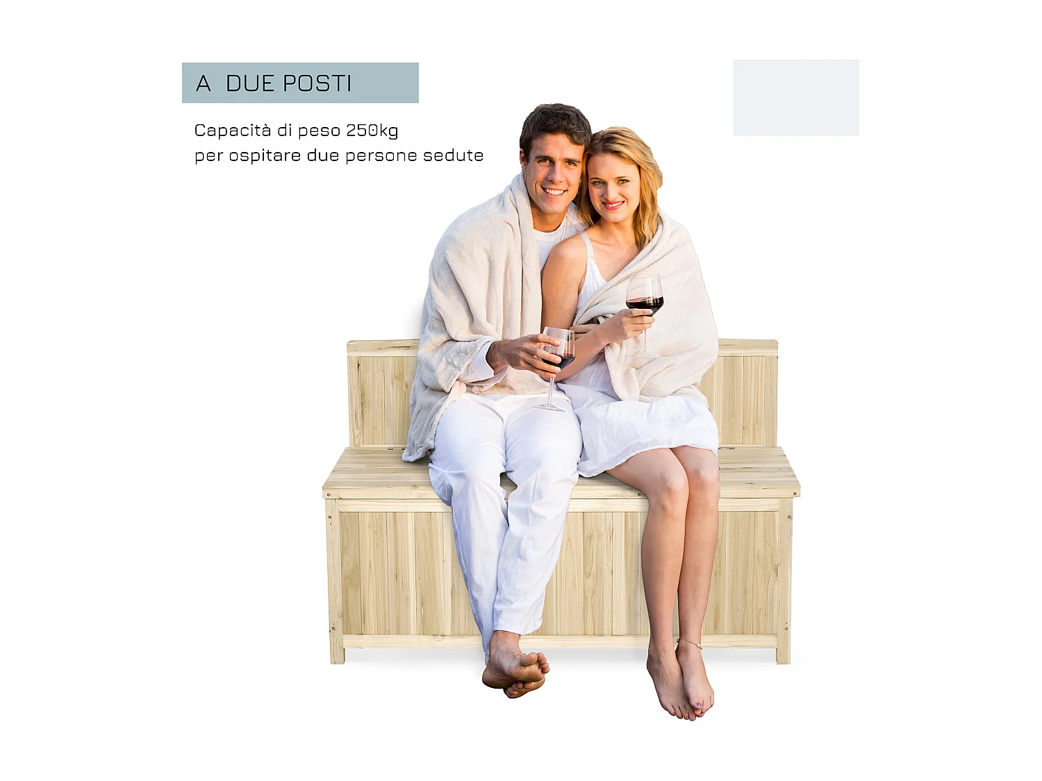 Panca Contenitore da Esterno con Schienale in Legno di Abete per Giardino Terrazza