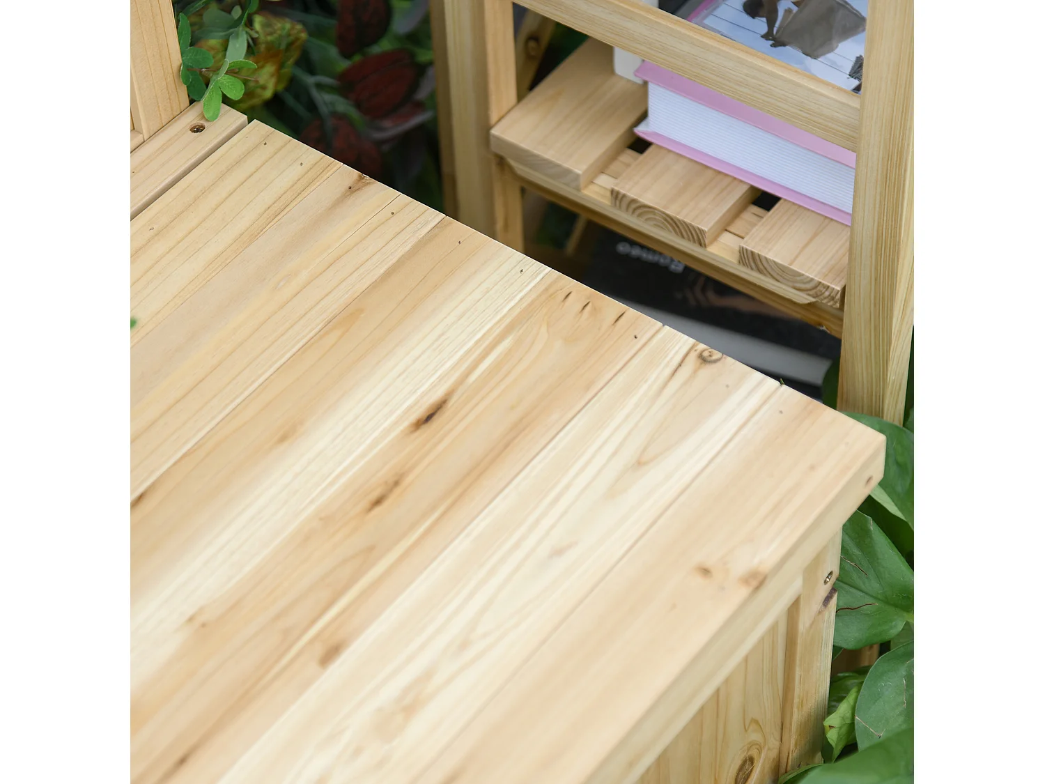 Panca Contenitore da Esterno con Schienale in Legno di Abete per Giardino Terrazza