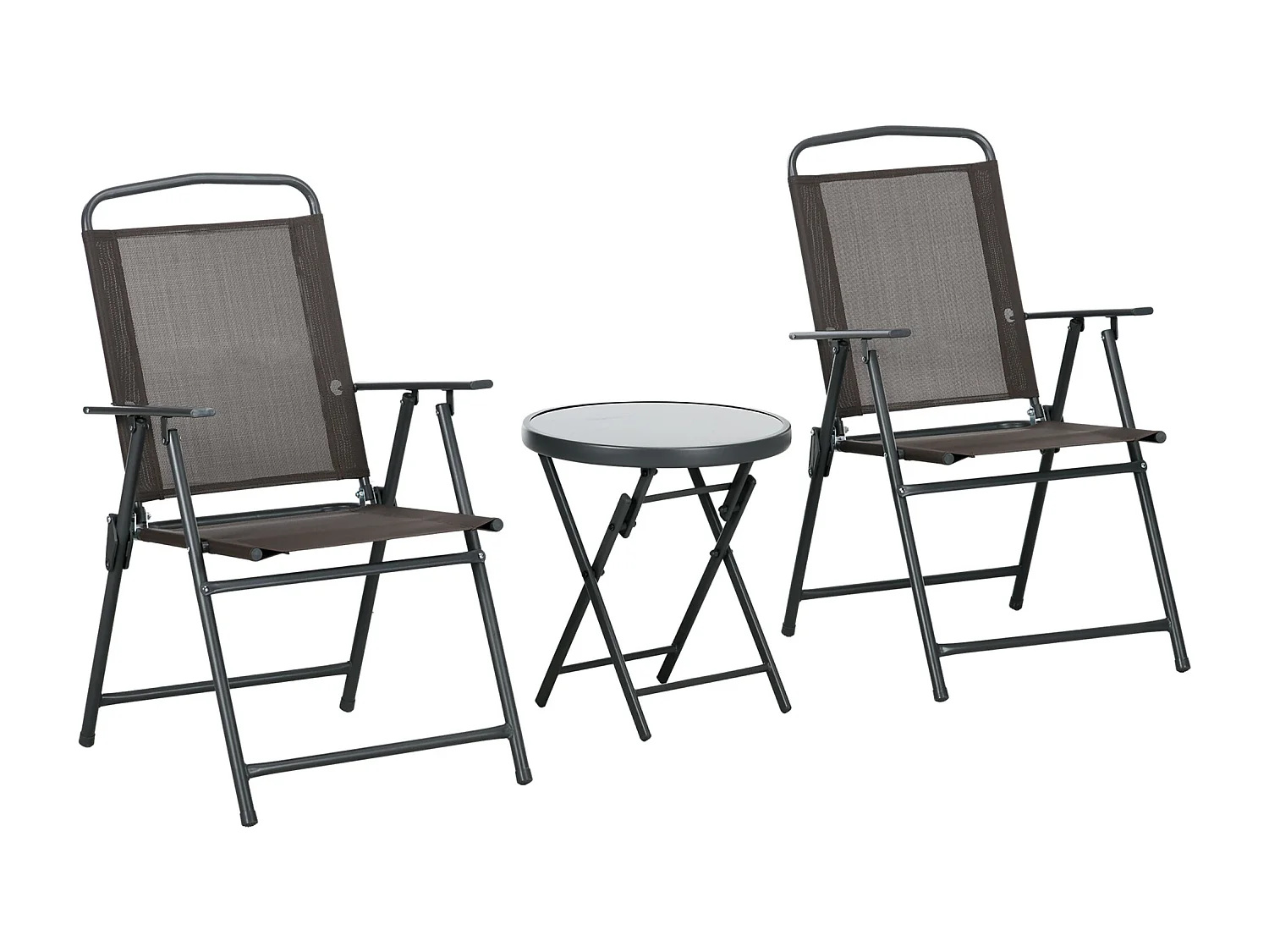 Set da giardino 3 pz con 2 sedie e tavolino da caffè marrone