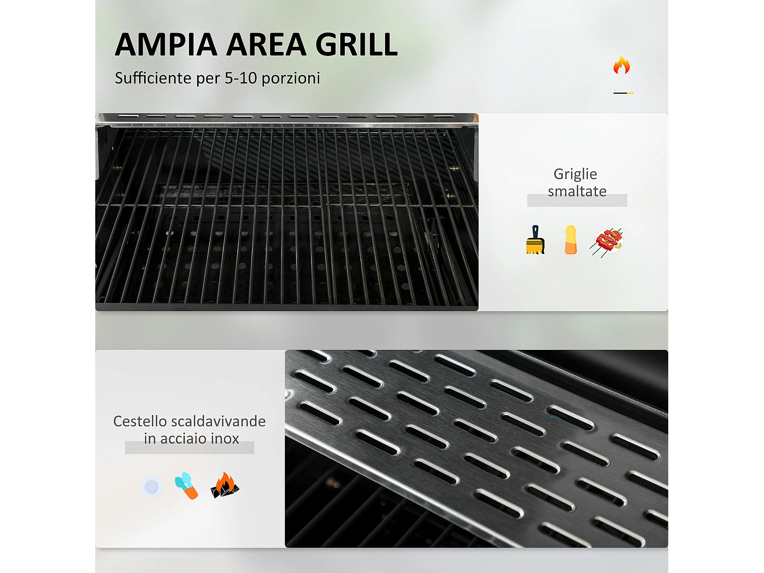 Barbecue a carbone con griglia regolabile coperchio e ruote nero