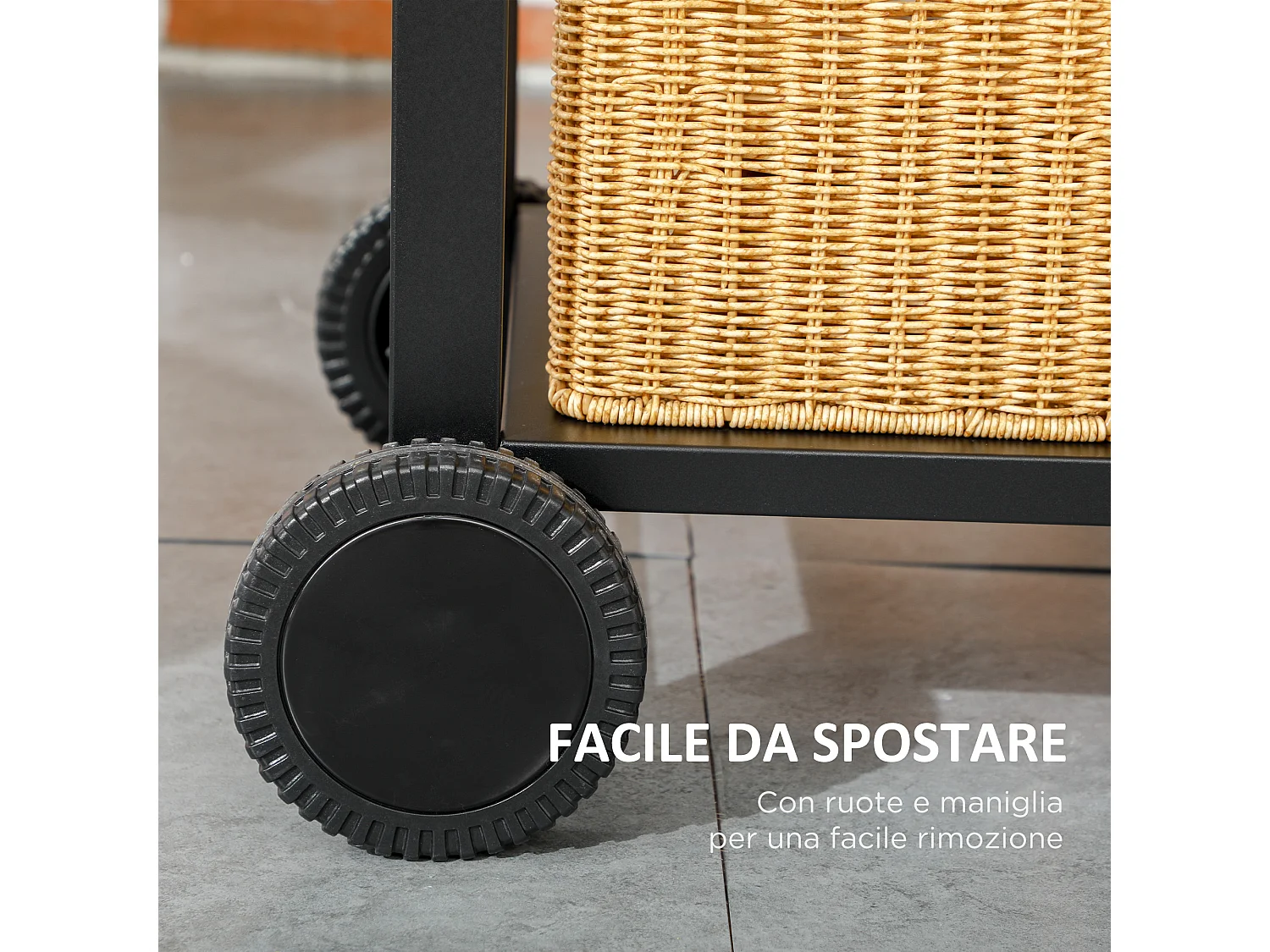 Barbecue a carbone con griglia regolabile coperchio e ruote nero