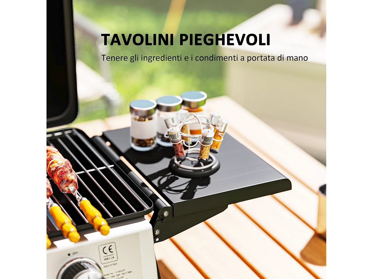 Barbecue a gas portatile con 2 bruciatori e coperchio nero