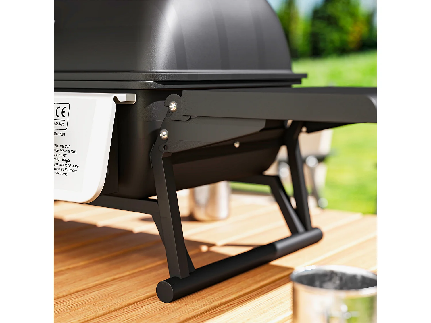 Barbecue a gas portatile con 2 bruciatori e coperchio nero