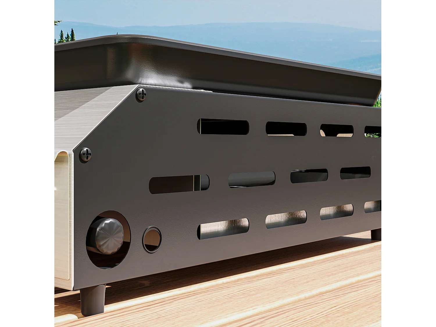 Piastra barbecue a gas antiaderente con 4 bruciatori da 2.4kw
