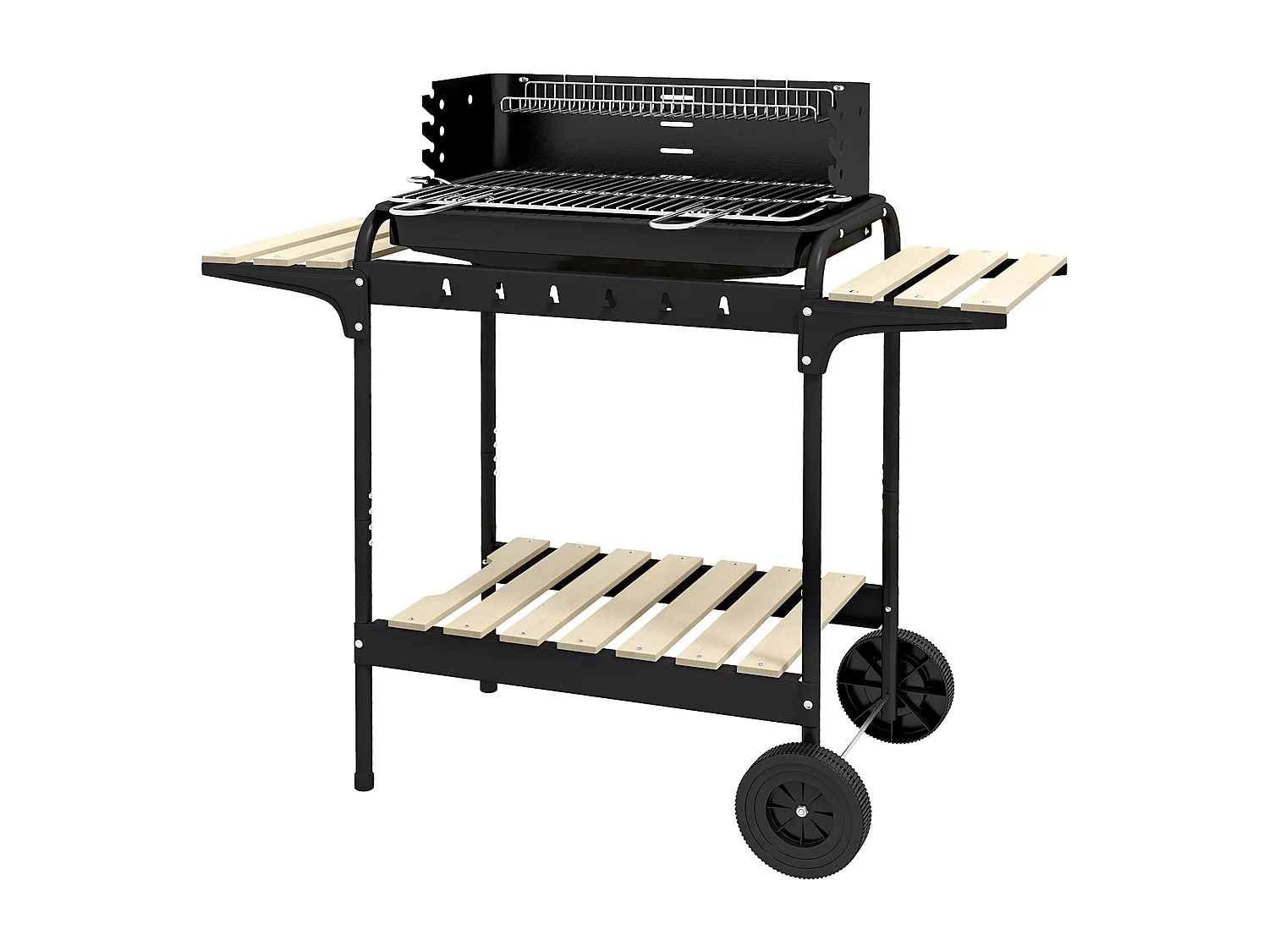 Barbecue a carbonella ad altezza regolabile nera con vassoio