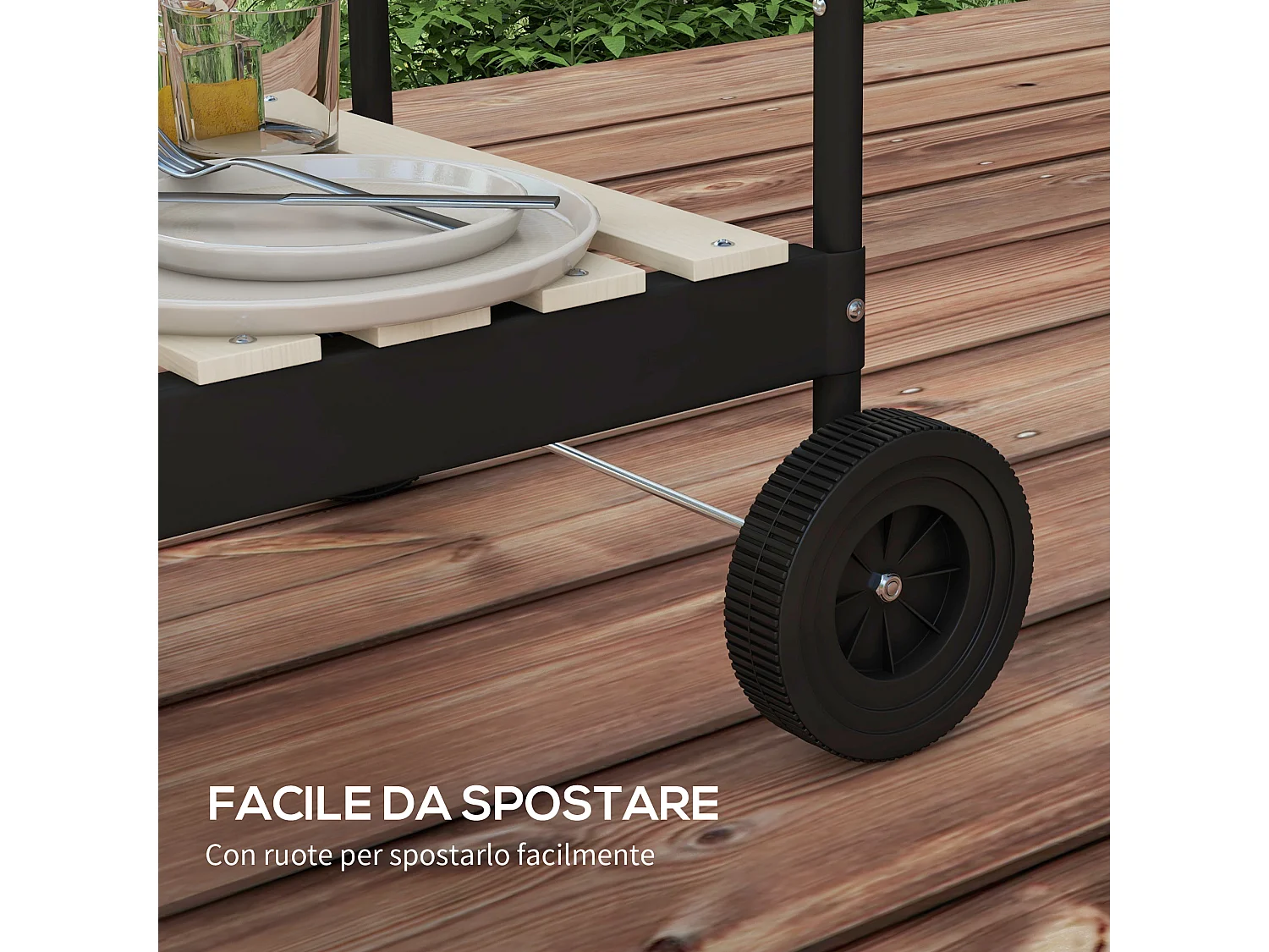 Barbecue a carbonella ad altezza regolabile nera con vassoio