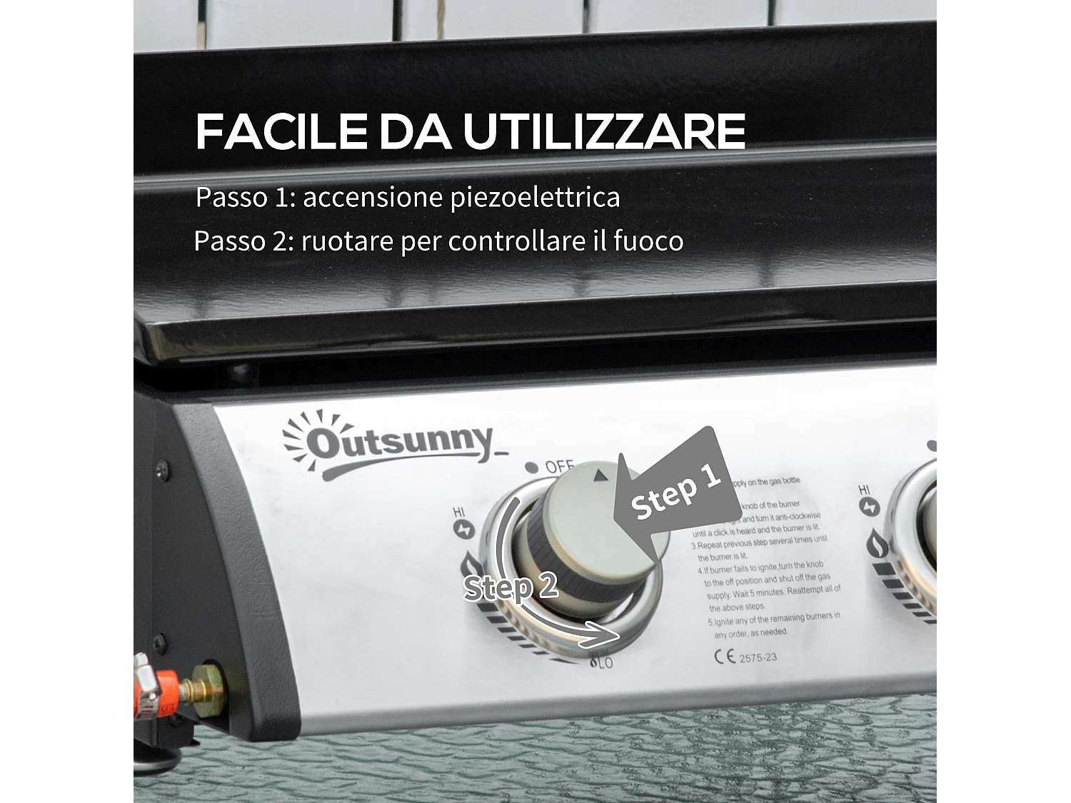 Piastra barbecue a gas da tavolo con 3 bruciatori da 3kw nero