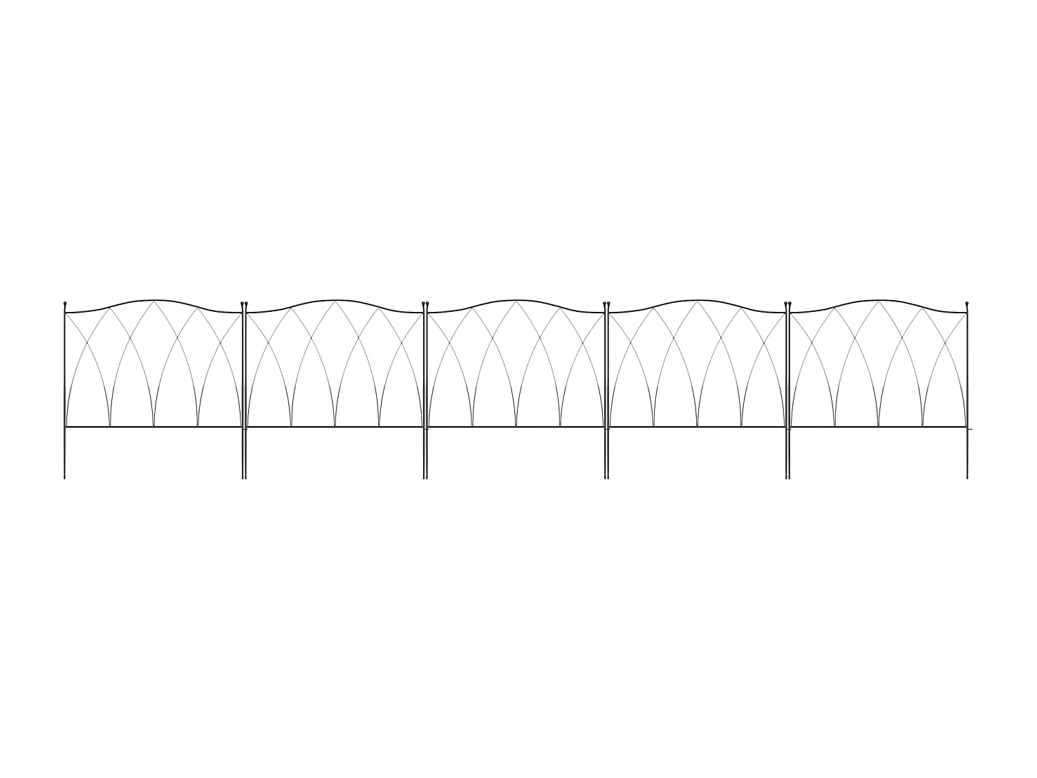Recinzione esterna in metallo a 5 pannelli con lacci 305x62 cm nera