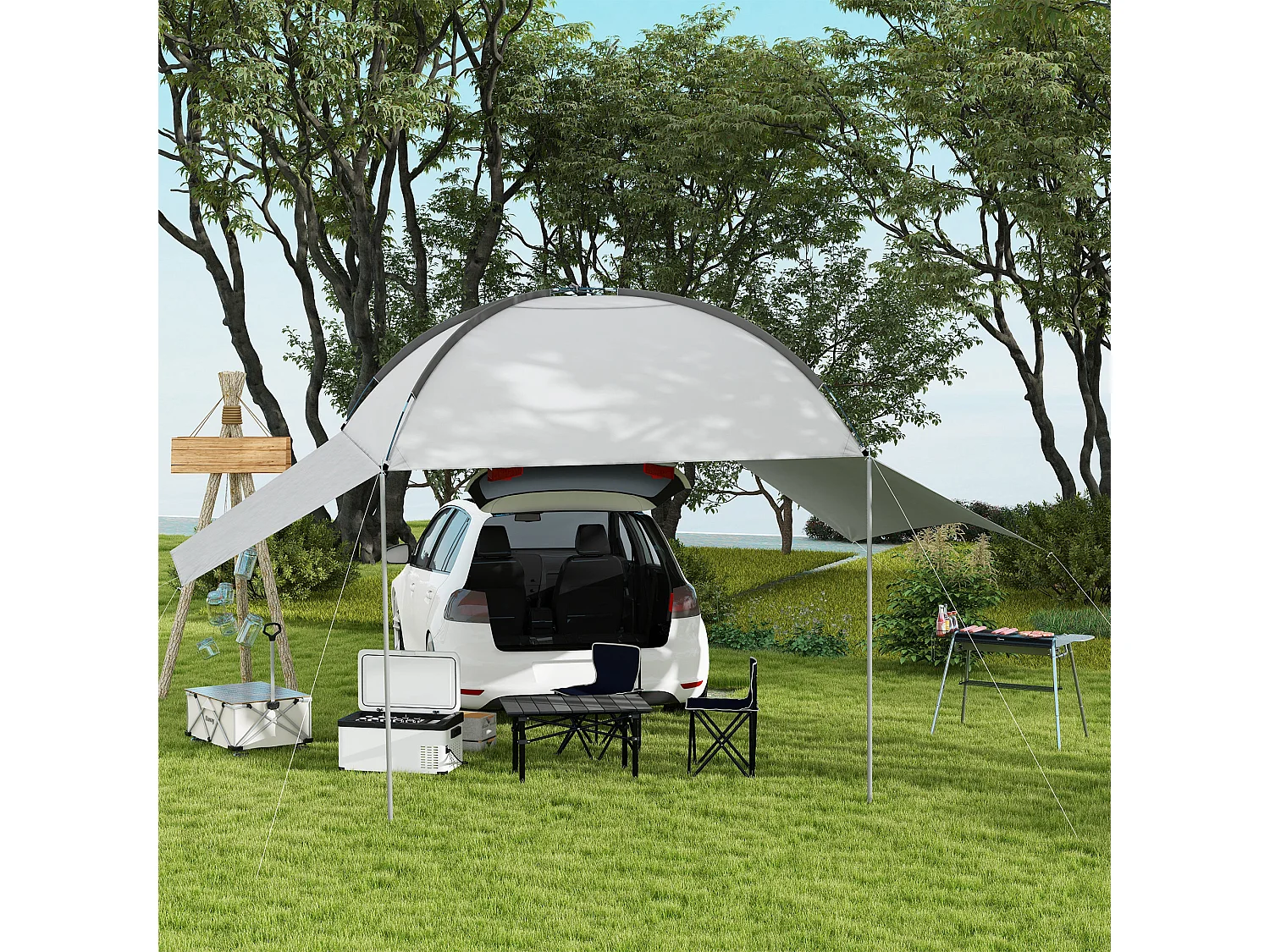 Barbecue a carbonella con griglia e piastra in acciaio inox