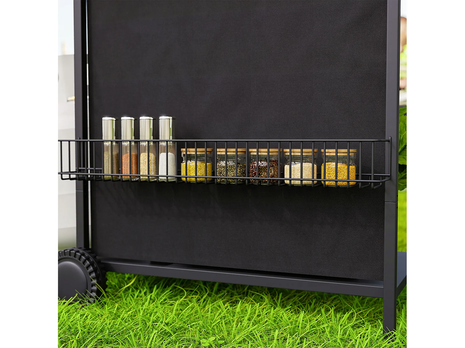 Barbecue a gas con coperchio ruote e 5 bruciatori nero