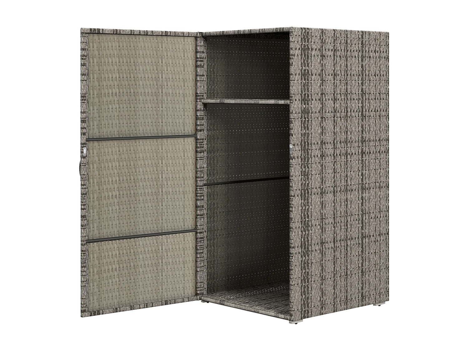 Armadio da esterno in rattan pe e acciaio 60x63x120cm grigio