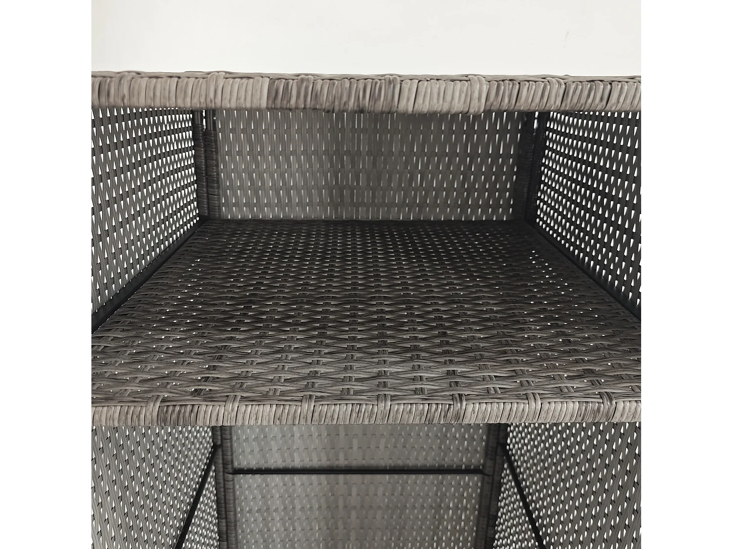 Armadio da esterno in rattan pe e acciaio 60x63x120cm grigio