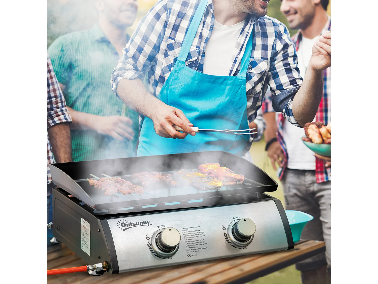 Barbecue a gas da tavolo con 2 bruciatori e potenza 6kw