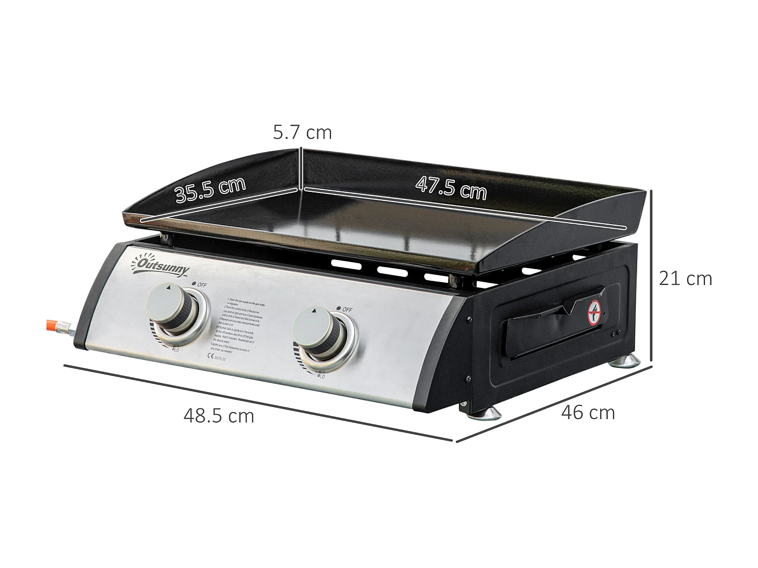 Barbecue a gas da tavolo con 2 bruciatori e potenza 6kw