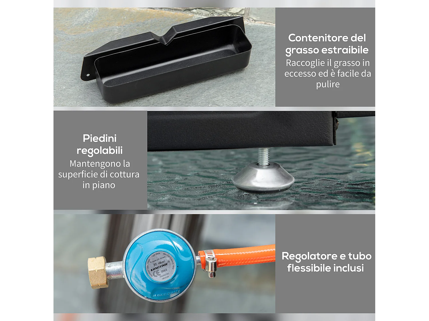 Barbecue a gas da tavolo con 2 bruciatori e potenza 6kw