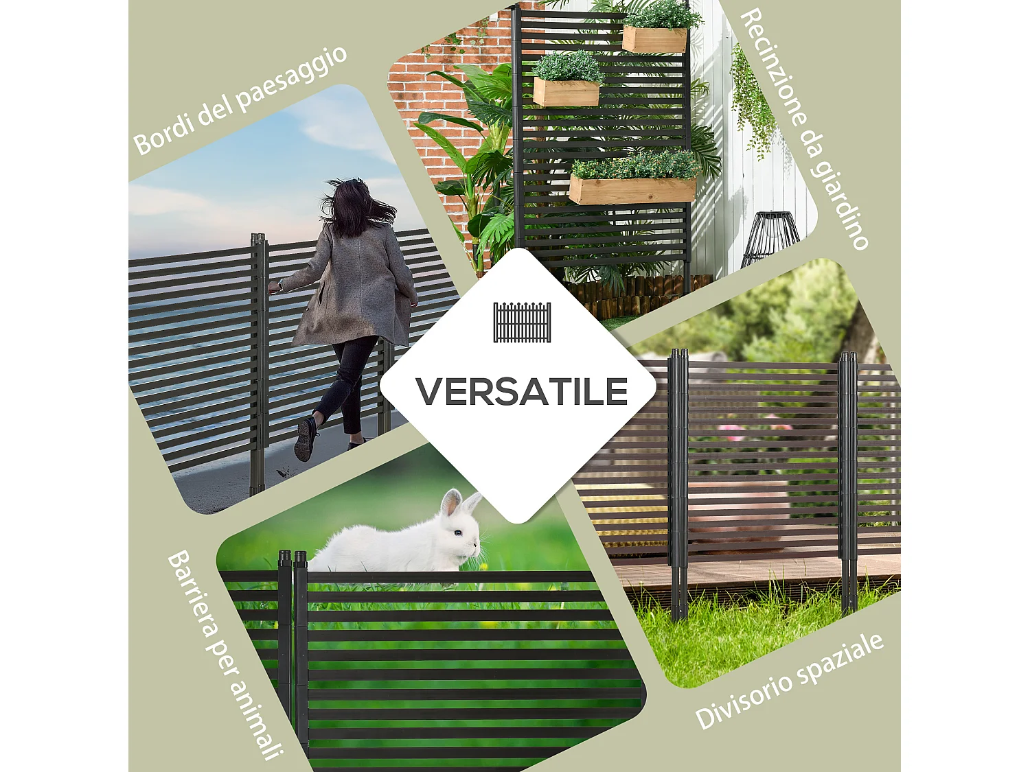 Rencinzione divisorio da giardino modulabile e autoportante marrone