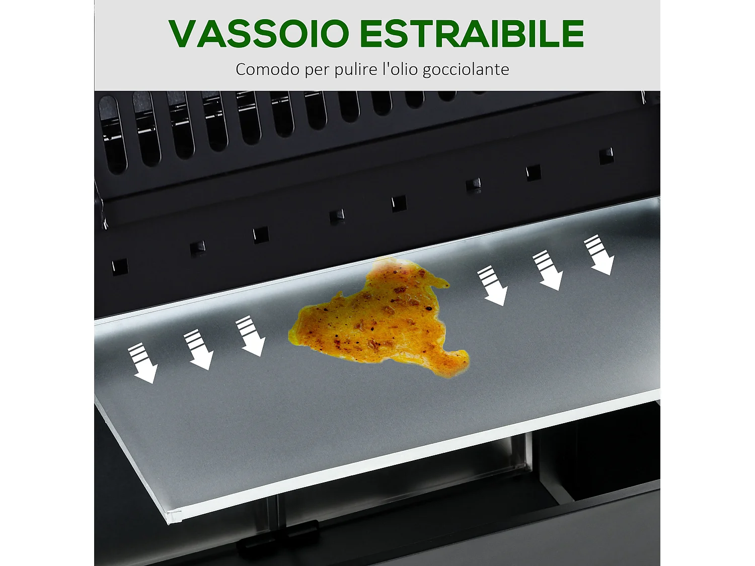 Barbecue a gas 5 fornelli con ripiani laterali e armadietto nero