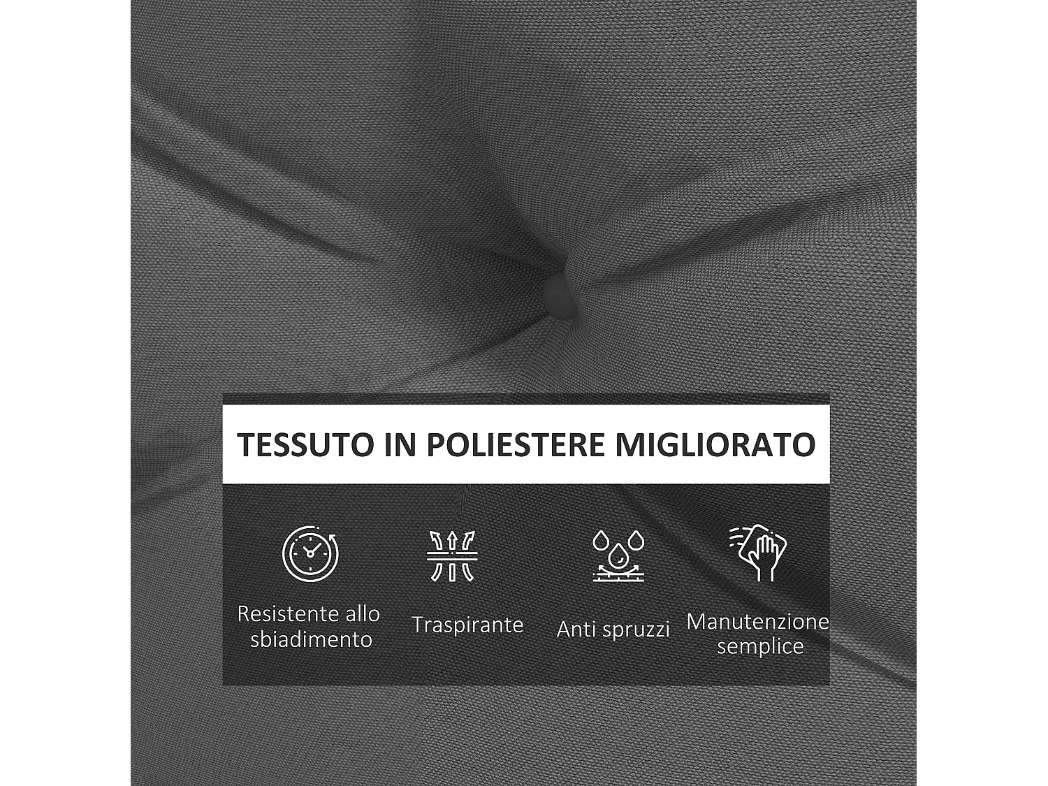 Cuscini da giardino in poliestere per divani e pallet grigio