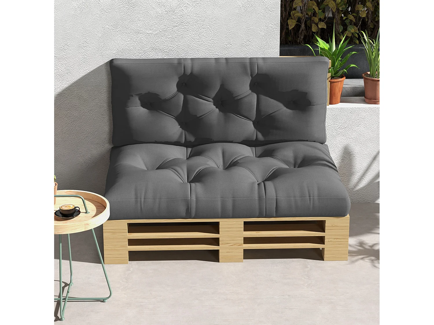 Cuscini da giardino in poliestere per divani e pallet grigio