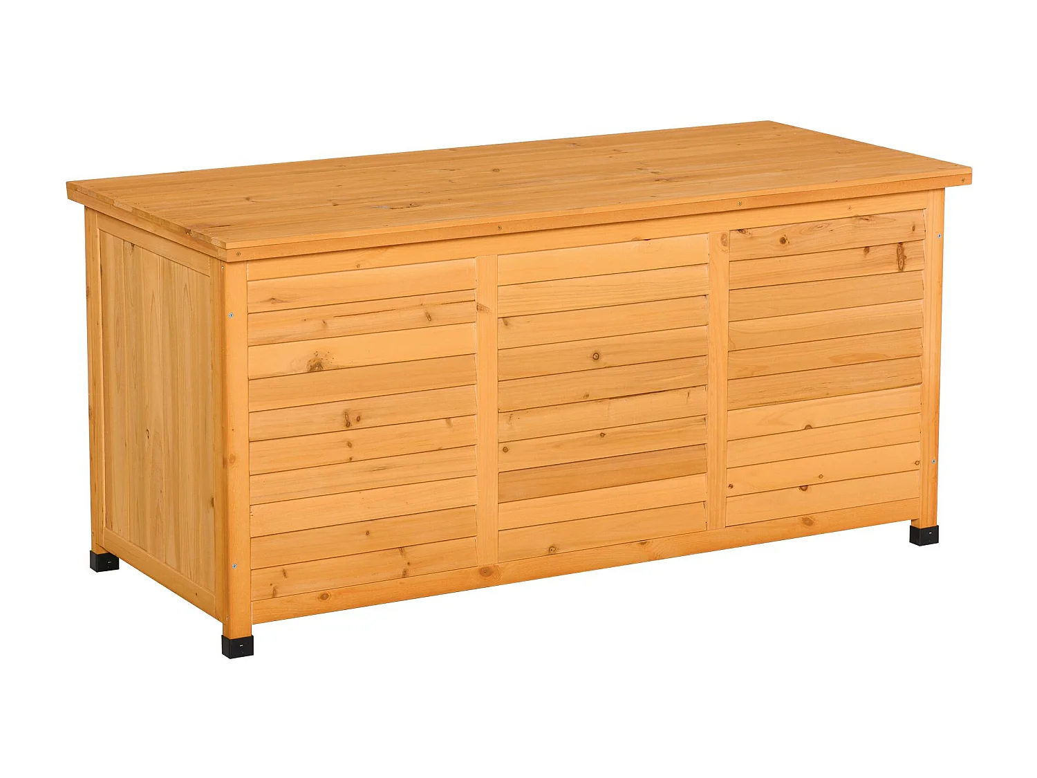 Baule da esterno con base rialzata in legno giallo scuro