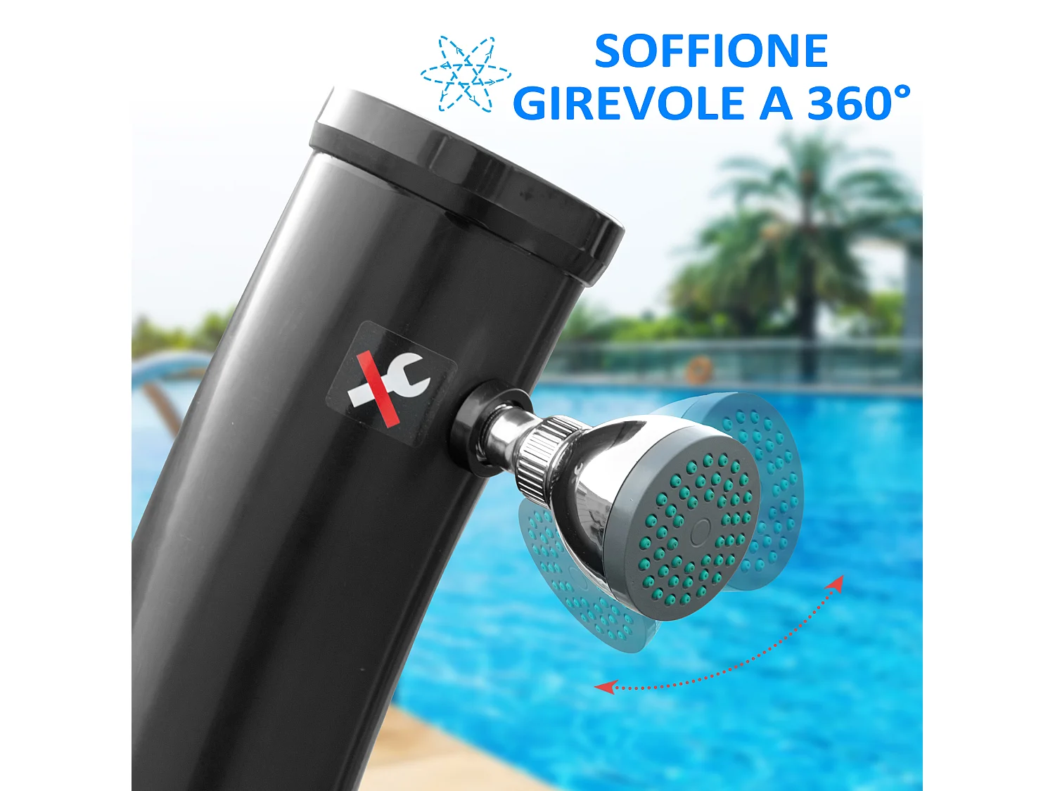 Doccia solare riscaldata 60° con serbatoio 20l e miscelatore