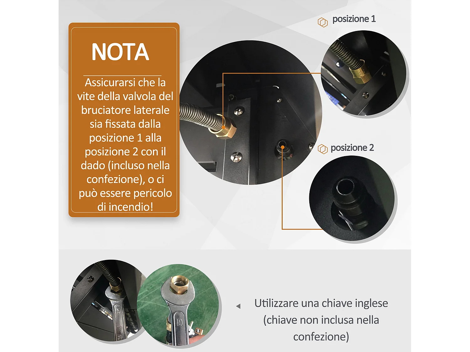 Barbecue a gas con coperchio e fornello laterale a 2 ruote