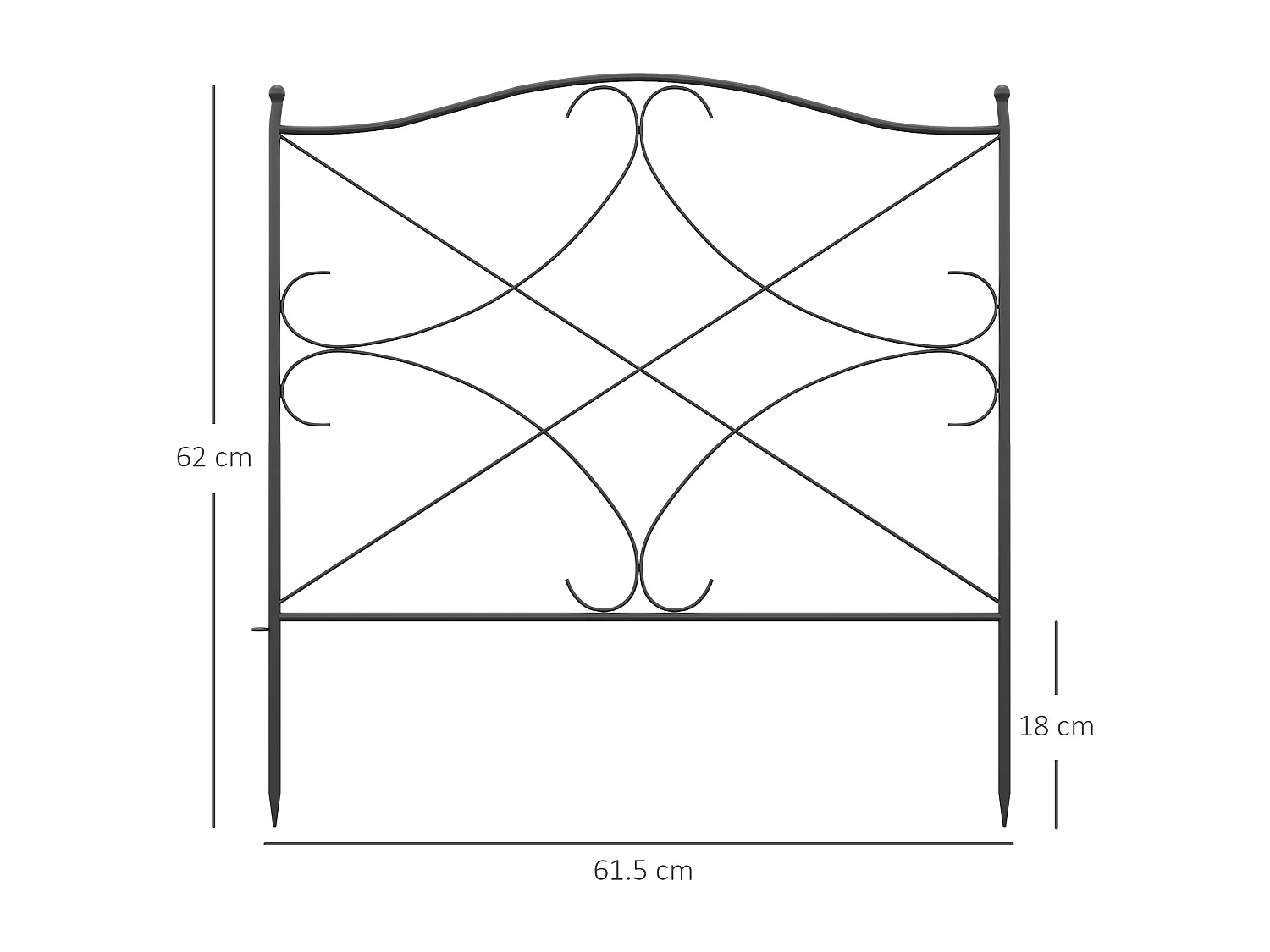 Recinzione esterna in metallo a 5 pannelli con paletti 305x62 cm nera