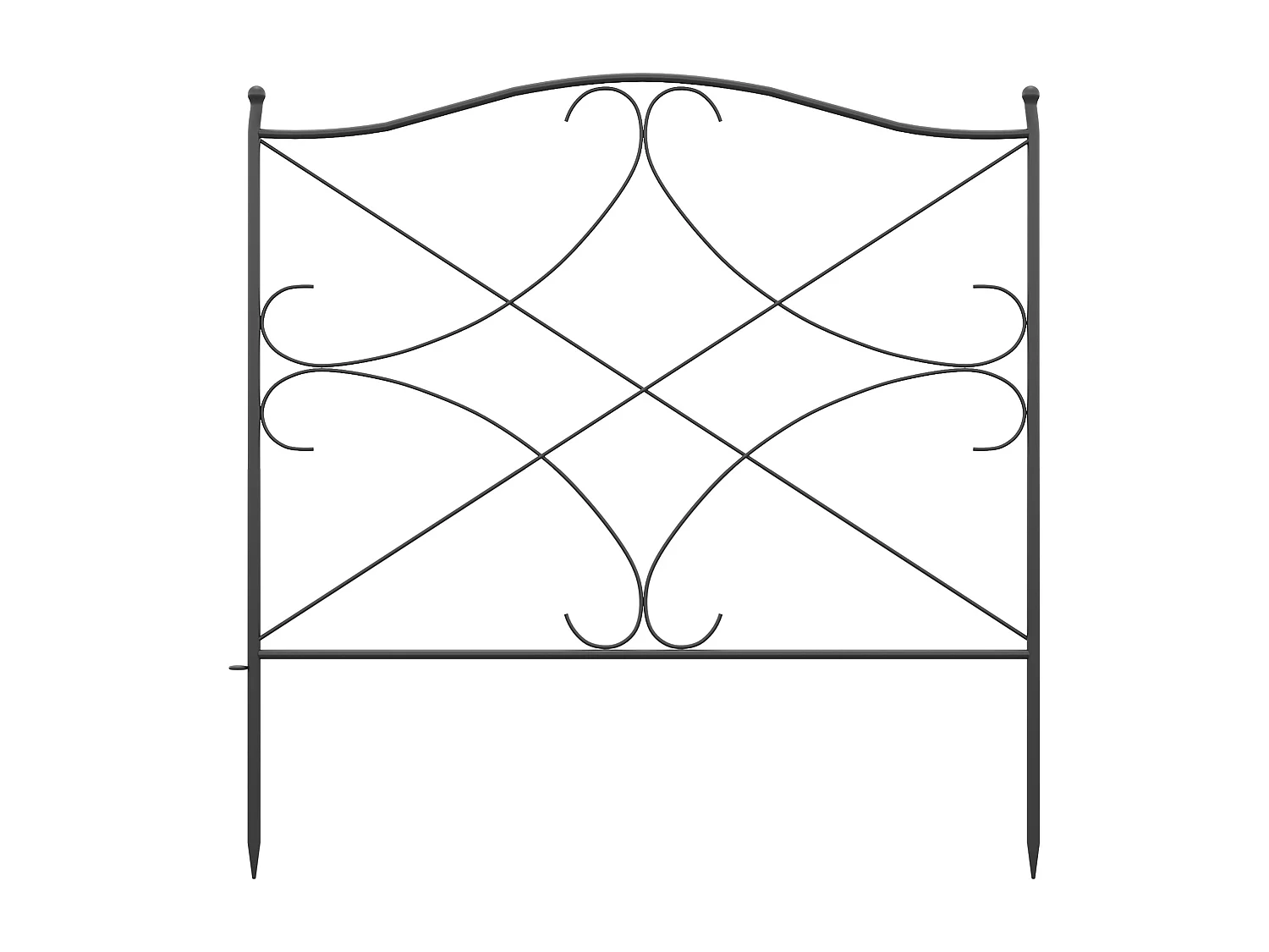 Recinzione esterna in metallo a 5 pannelli con paletti 305x62 cm nera