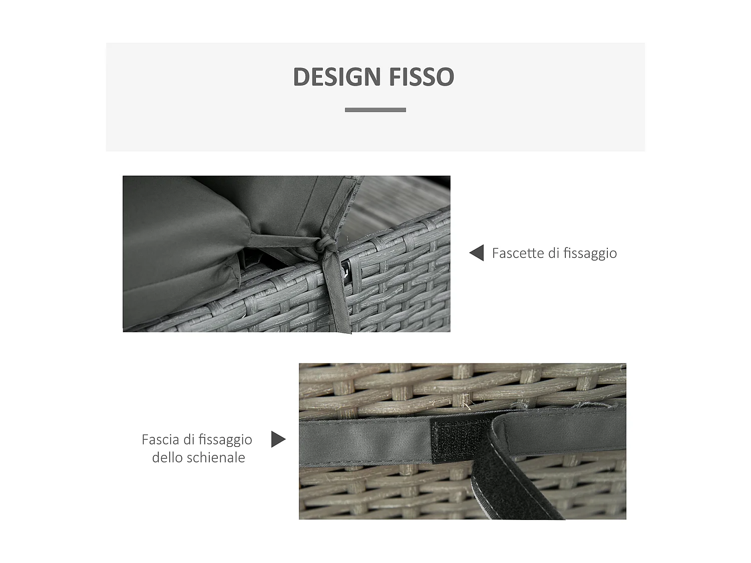 Set 2 cuscini per sdraio da esterno imbottiti in cotone grigio scuro