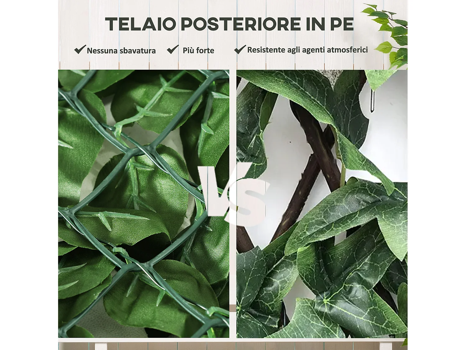Siepe artificiale arrotolabile in seta e pe 3x1 m verde scuro