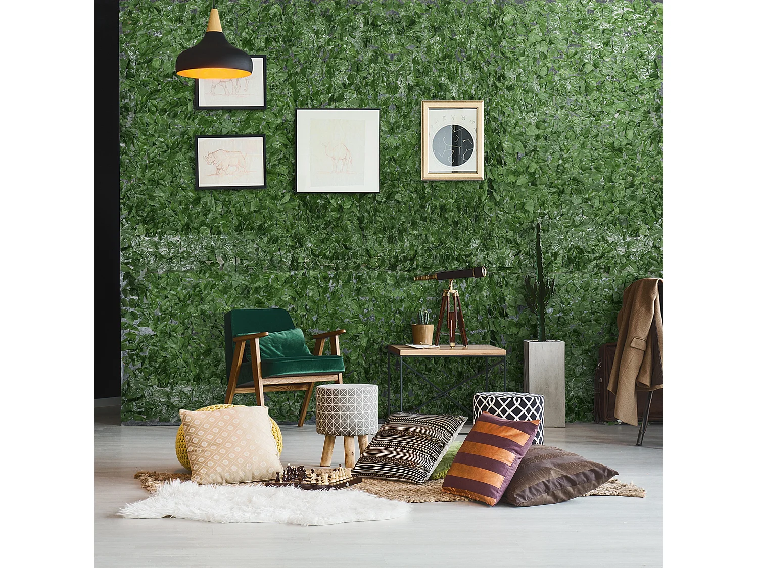 Siepe artificiale arrotolabile in seta e pe 3x1 m verde scuro