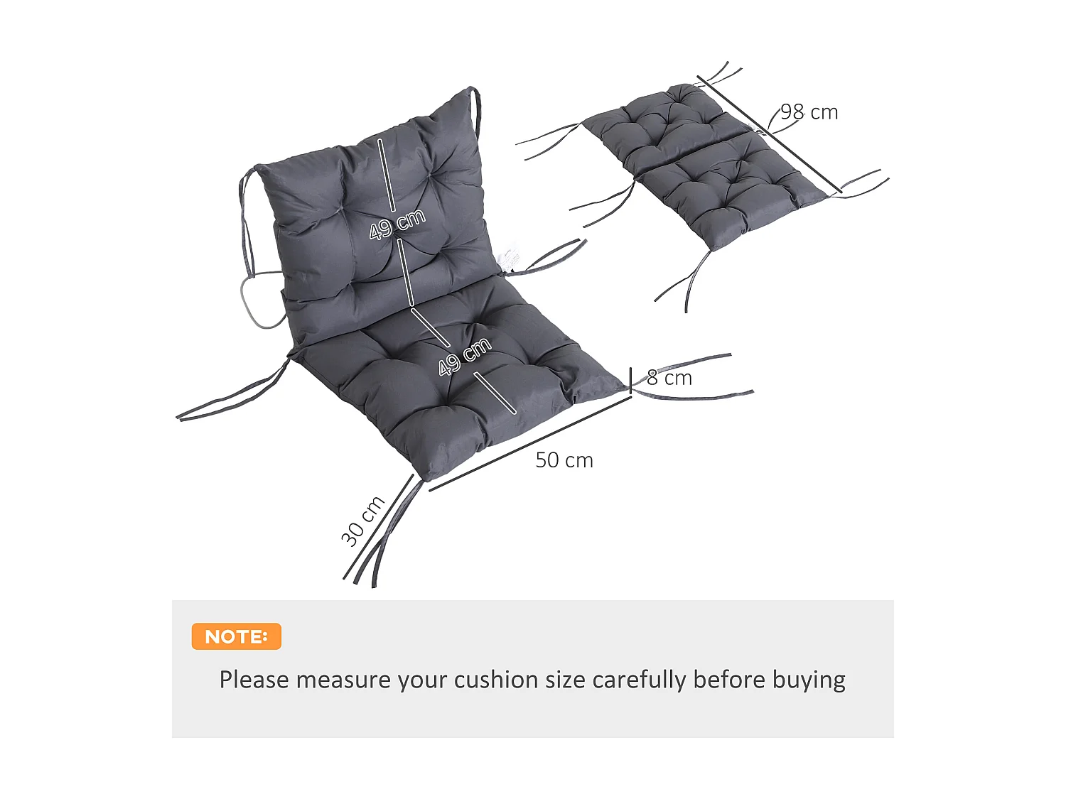 Set 2 cuscini per sedie da esterno in poliestere e cotone grigio