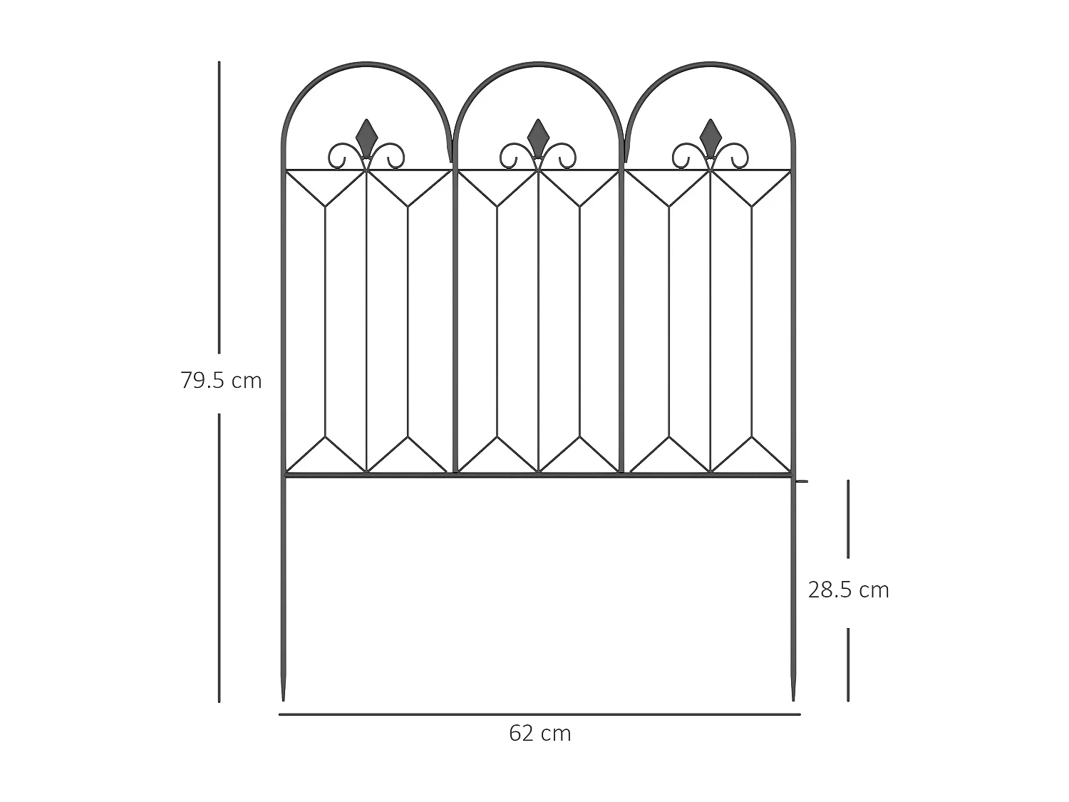 Recinzione esterna in metallo a 5 pannelli con paletti 305x79.5cm nera