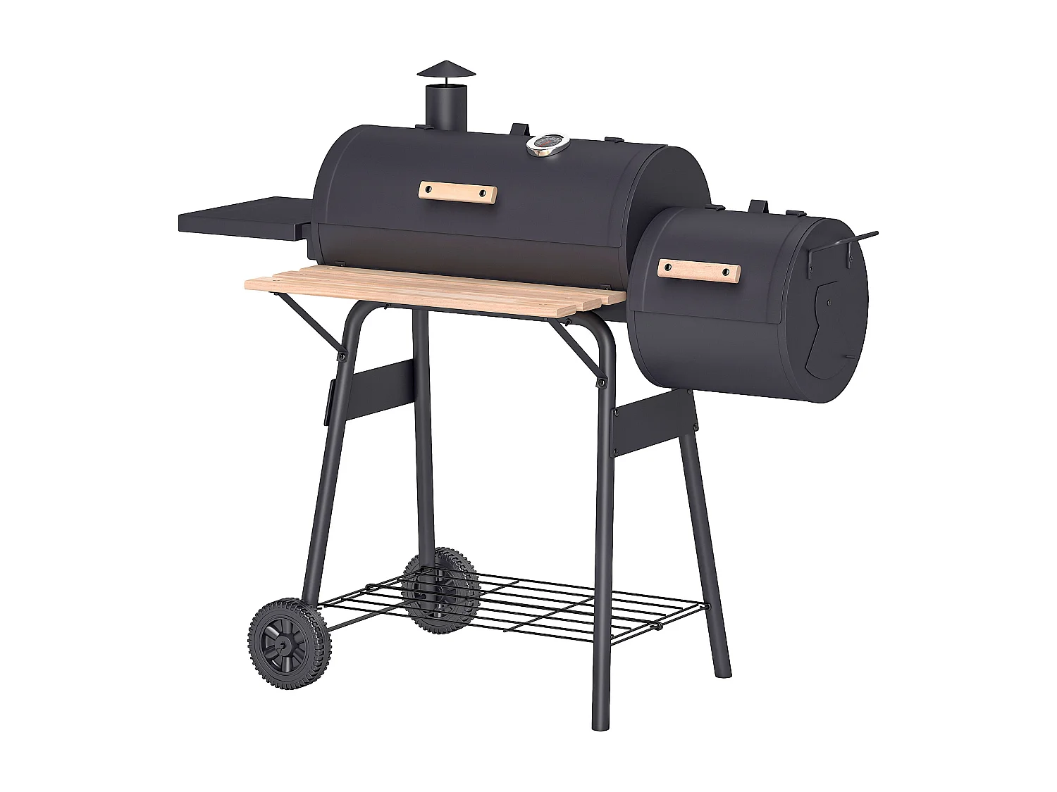 Barbecue a carbone con affumicatore 124x53x104cm nero