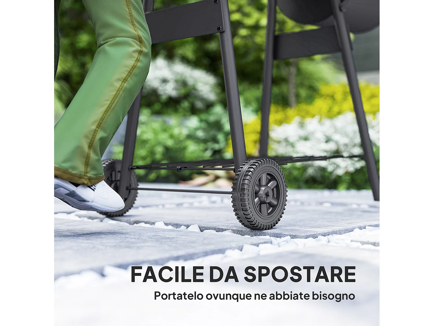 Barbecue a carbone con affumicatore 124x53x104cm nero