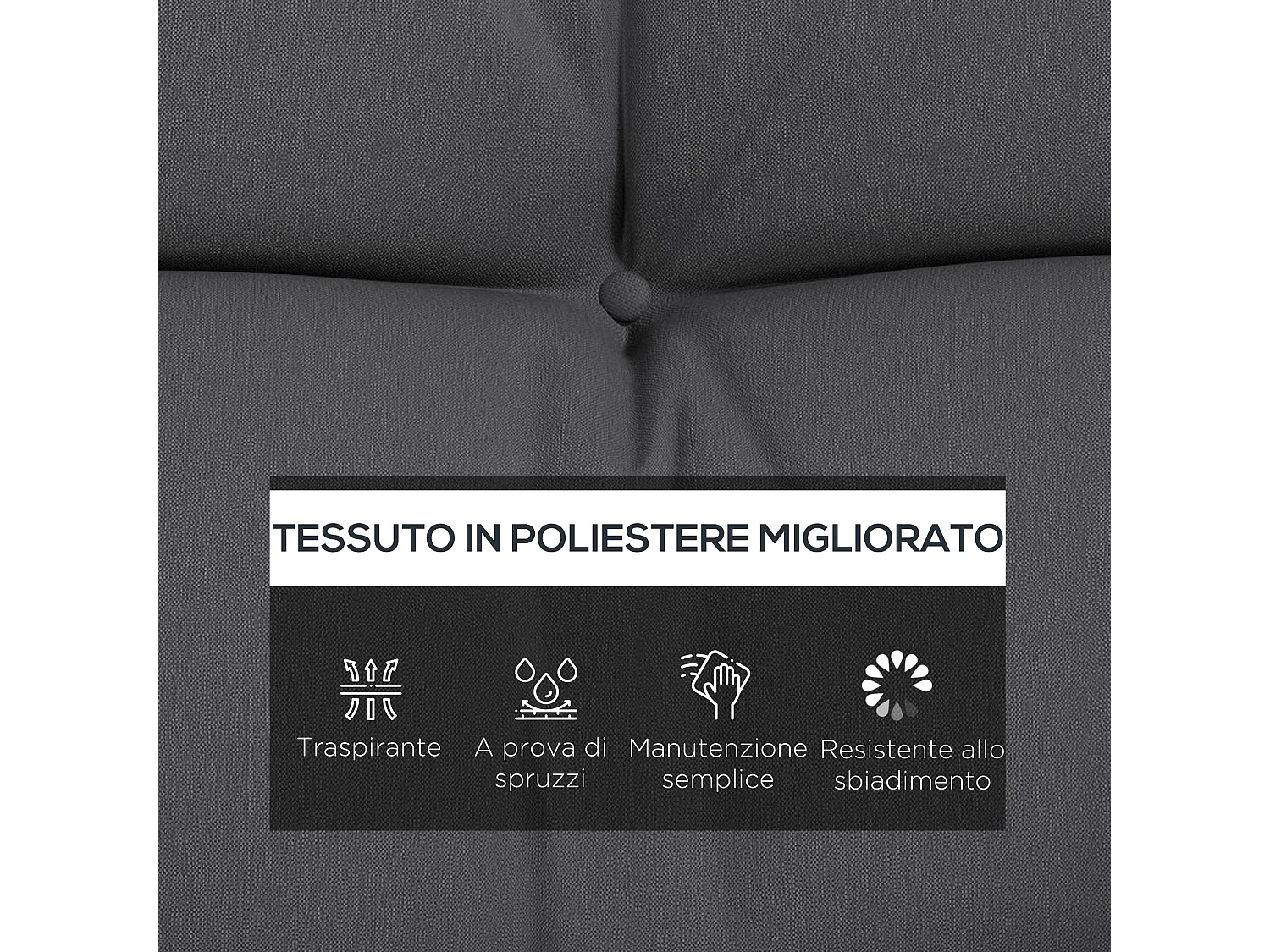 Set 4 cuscini da giardino imbottiti per schienale e seduta grigio