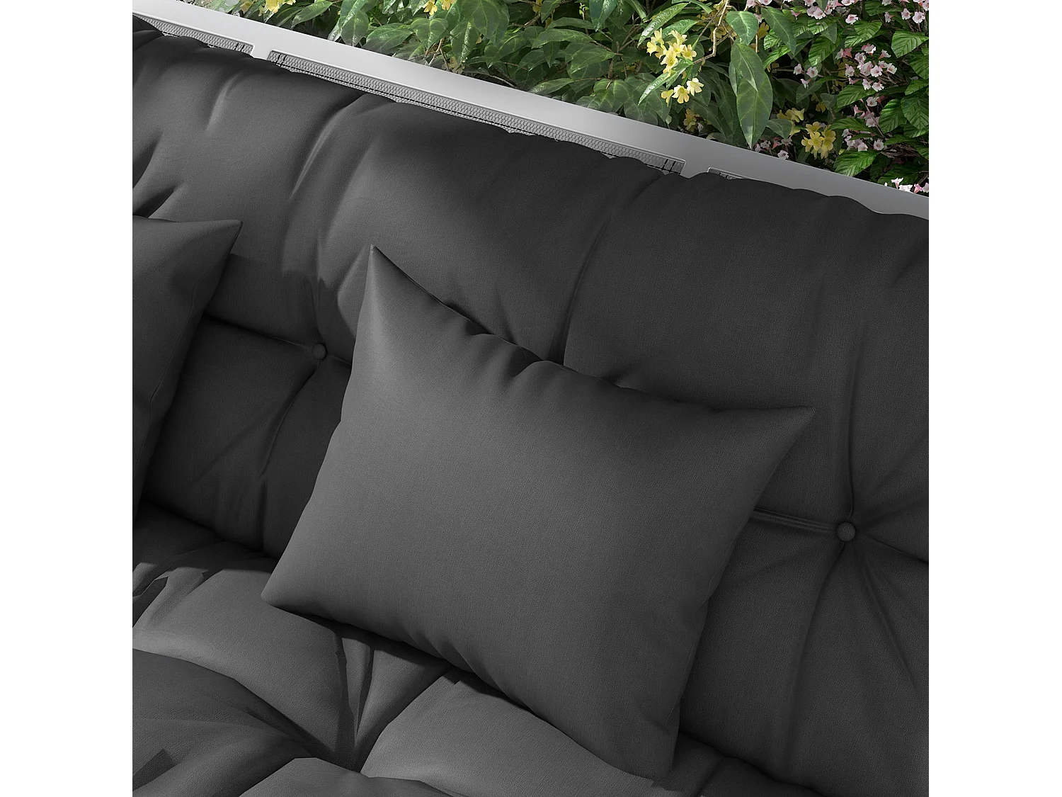 Set 4 cuscini da giardino imbottiti per schienale e seduta grigio