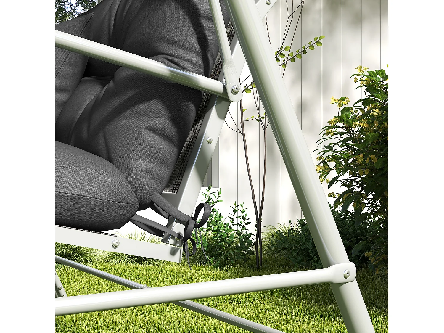 Set 4 cuscini da giardino imbottiti per schienale e seduta grigio