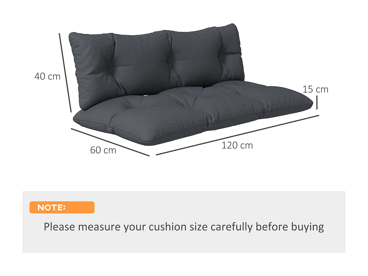 Cuscini da giardino in poliestere per divani e pallet grigio