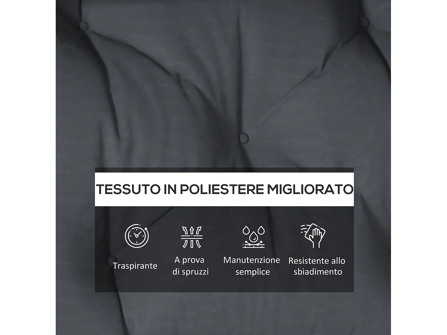 Cuscini da giardino in poliestere per divani e pallet grigio