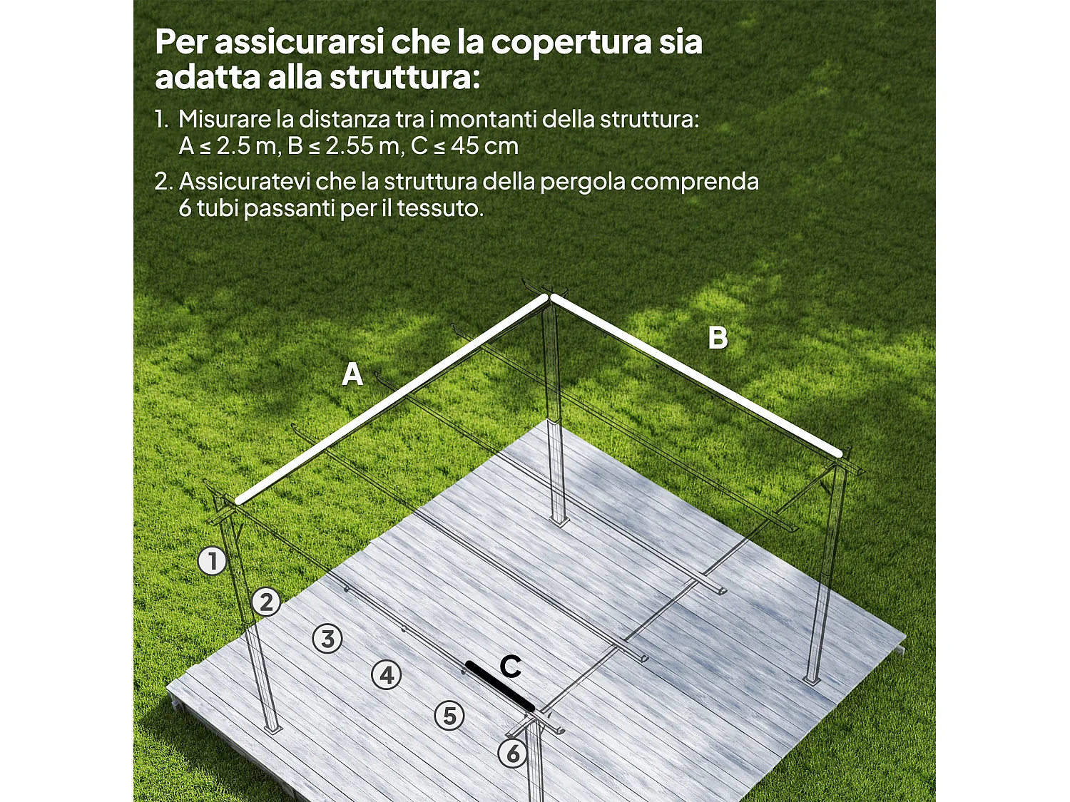Tetto di ricambio per gazebo pergola 3x3 m poliestere bianco caffè